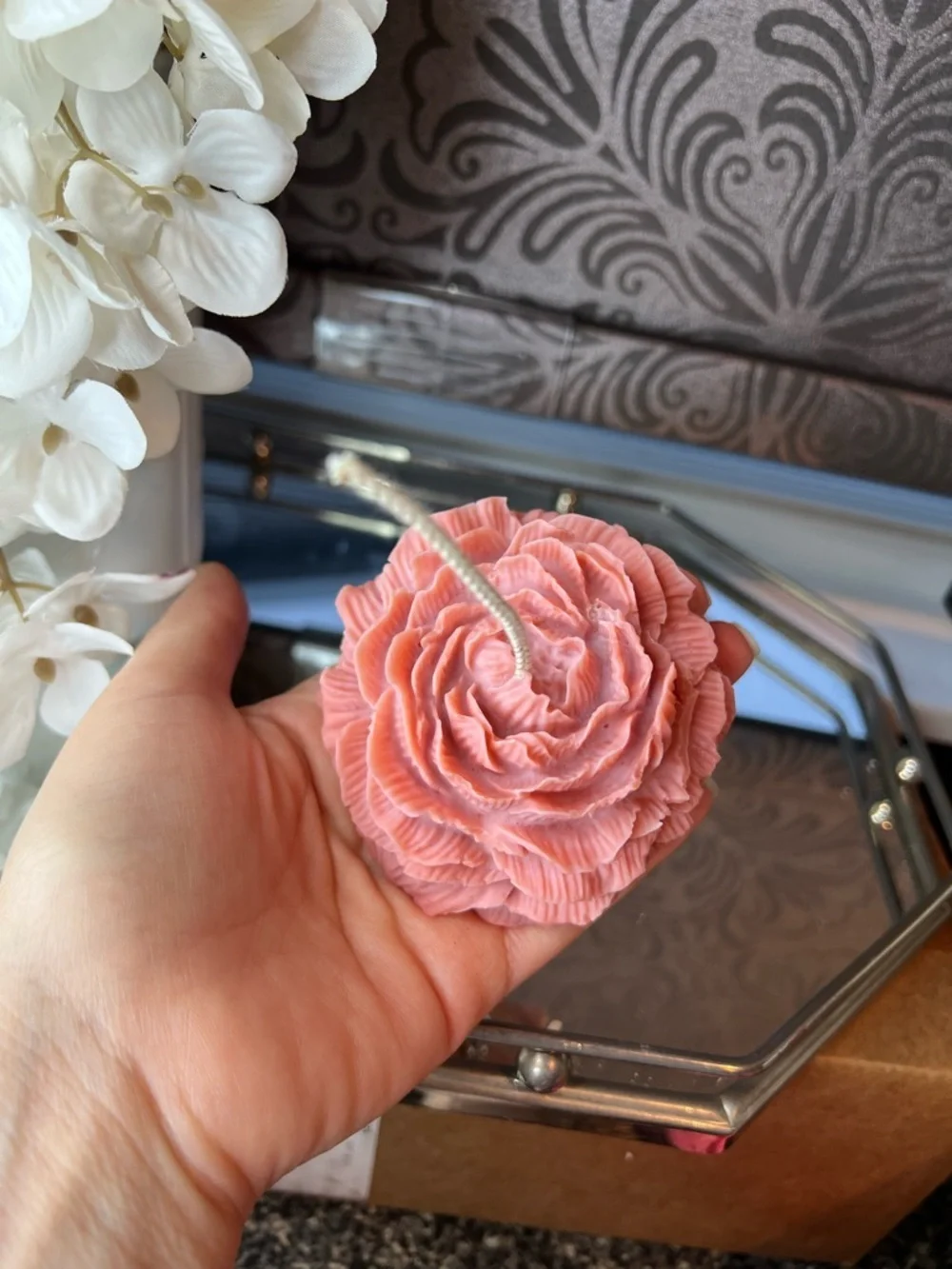 Elegant Coral Flower Scented Candle - Home Accents